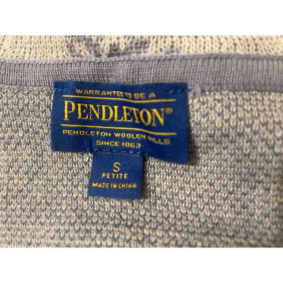 Pendleton Womens Size Small Petite Open Front Cardigan Linen Cotton Blue Knit - Picture 3 of 10